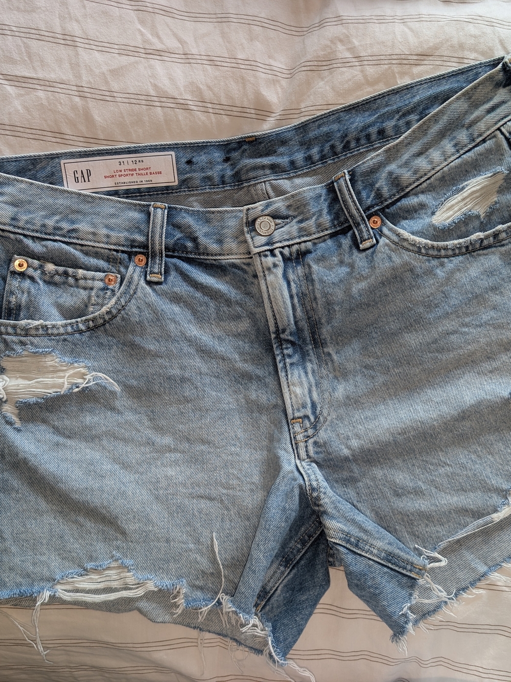 GAP Light Blue Distressed Denim Shorts